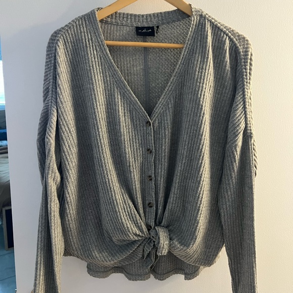 Grey knit cardigan sweater - Picture 1 of 3